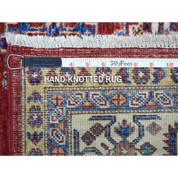 5'6"x8'1" All New Hand Knotted Red In A Colorful Palette Pure Velvety Wool Super Kazak Oriental Rug  - 67620 - Image 7