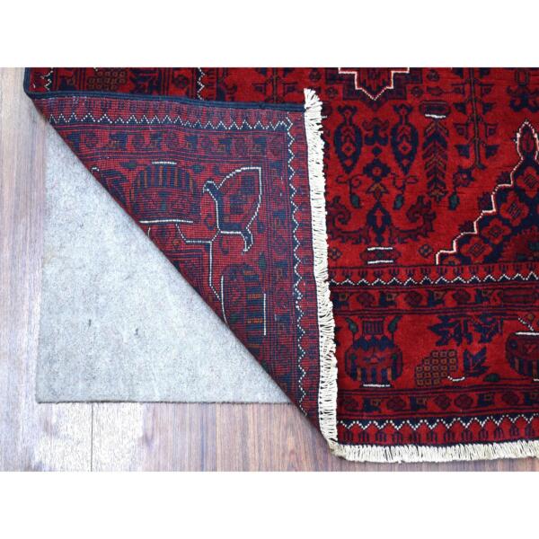 4'1"x6'3" Saturated Red Afghan Khamyab with Natural Dyes Denser Weave with Shiny Wool Hand Knotted Oriental Rug  - 67806 - Image 3