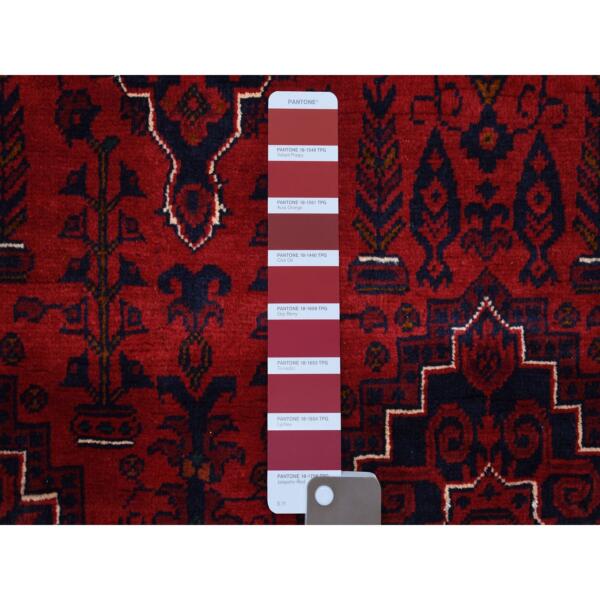 4'1"x6'3" Saturated Red Afghan Khamyab with Natural Dyes Denser Weave with Shiny Wool Hand Knotted Oriental Rug  - 67806 - Image 4