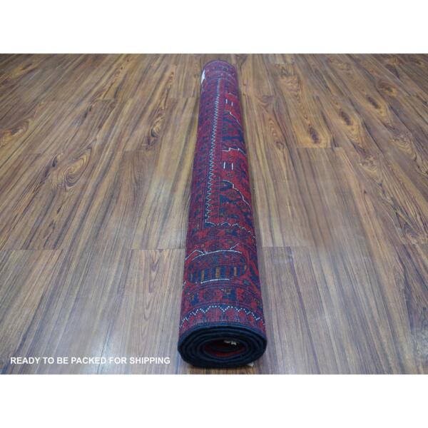 4'1"x6'3" Saturated Red Afghan Khamyab with Natural Dyes Denser Weave with Shiny Wool Hand Knotted Oriental Rug  - 67806 - Image 5