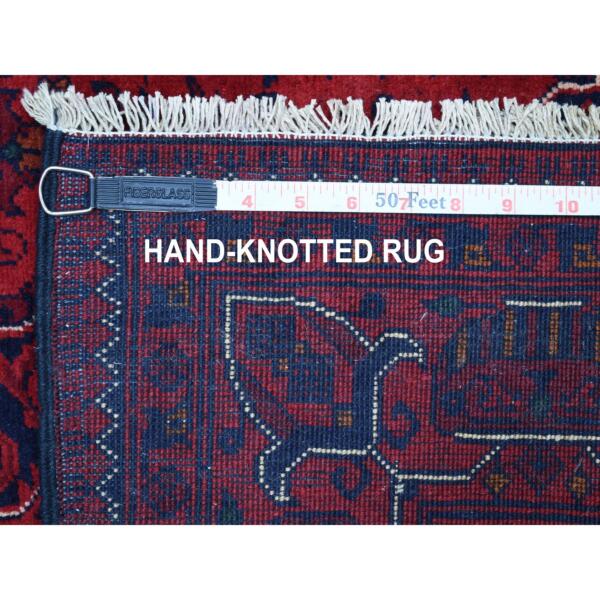 4'1"x6'3" Saturated Red Afghan Khamyab with Natural Dyes Denser Weave with Shiny Wool Hand Knotted Oriental Rug  - 67806 - Image 7