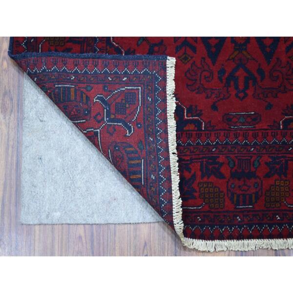 3'4"x4'8" Afghan Khamyab Denser Weave with Shiny Wool Scatter Size Hand Knotted Deep and Saturated Red Oriental Rug  - 67959 - Image 3