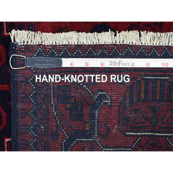 3'4"x4'8" Afghan Khamyab Denser Weave with Shiny Wool Scatter Size Hand Knotted Deep and Saturated Red Oriental Rug  - 67959 - Image 7