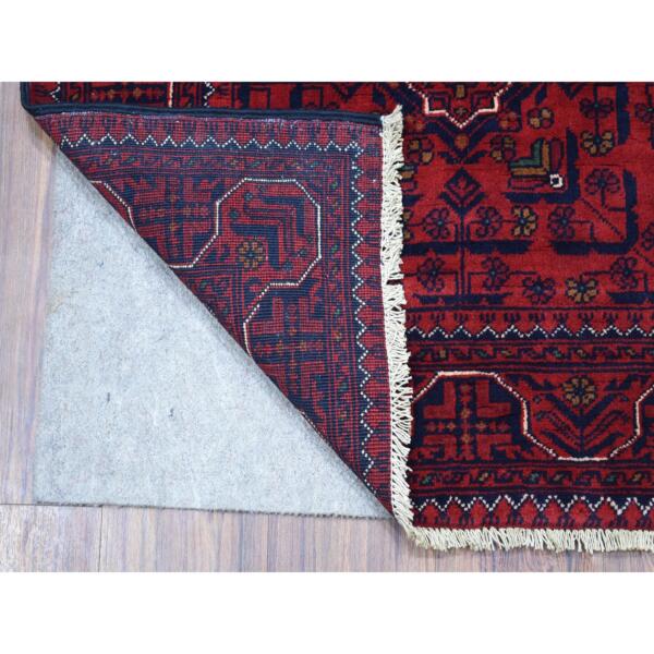 2'9"x3'10" Rich Red Afghan Khamyab Natural Dyes Hand Knotted Denser Weave with Shiny Wool Oriental Rug  - 68075 - Image 3