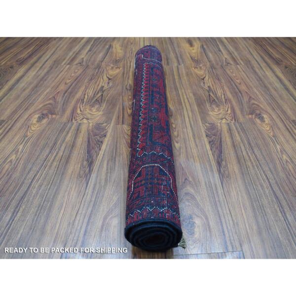 2'9"x3'10" Rich Red Afghan Khamyab Natural Dyes Hand Knotted Denser Weave with Shiny Wool Oriental Rug  - 68075 - Image 5