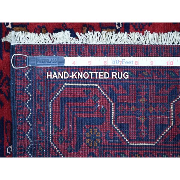 2'9"x3'10" Rich Red Afghan Khamyab Natural Dyes Hand Knotted Denser Weave with Shiny Wool Oriental Rug  - 68075 - Image 7