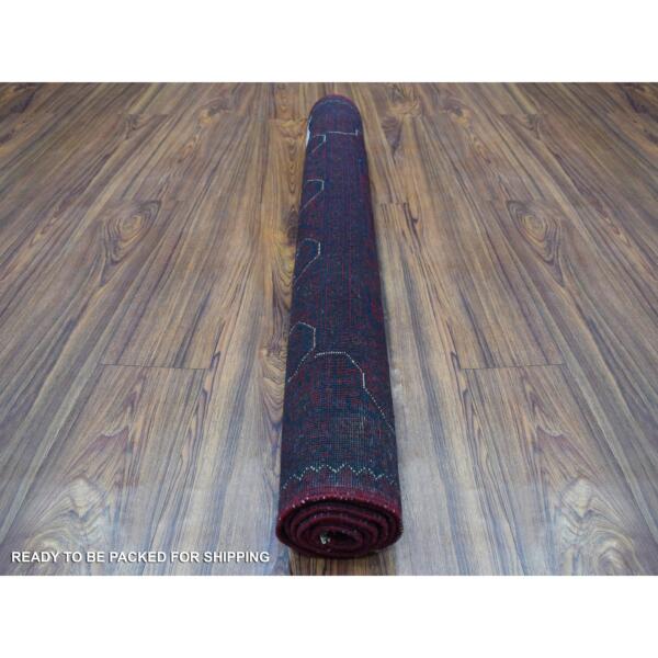 3'3"x4'10" Afghan Khamyab with Double Medallions Design Denser Weave with Shiny Wool Hand Knotted Deep and Saturated Red Oriental Rug  - 68099 - Image 5