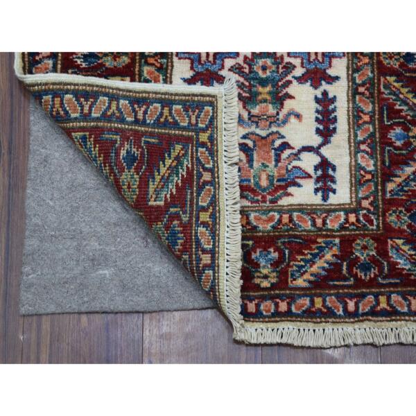 2'x2'10" Ivory Super Kazak Tribal and Floral Design Extra Soft Wool Hand Knotted Mat Oriental Rug  - 68202 - Image 3