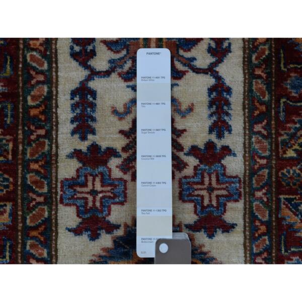 2'x2'10" Ivory Super Kazak Tribal and Floral Design Extra Soft Wool Hand Knotted Mat Oriental Rug  - 68202 - Image 4