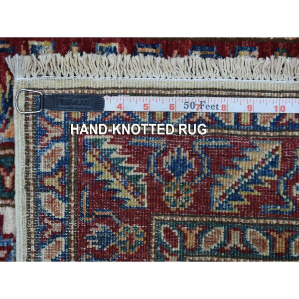 2'x2'10" Ivory Super Kazak Tribal and Floral Design Extra Soft Wool Hand Knotted Mat Oriental Rug  - 68202 - Image 7