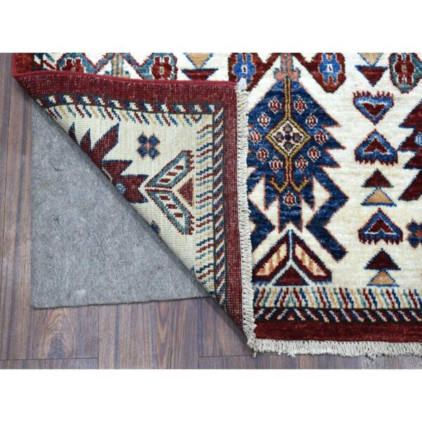 3'x25'3" Soft, Vibrant Wool Rich Red Hand Knotted Super Kazak with Tribal Flower Design Oriental Extra Long and Wide Runner Rug  - 68645 - Image 3