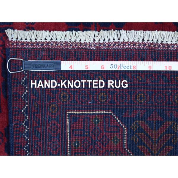 4'2"x6'7" Deep and Saturated Red Hand Knotted Vegetable Dyes Afghan Khamyab Denser Weave with Shiny Wool Oriental Rug  - 68650 - Image 7