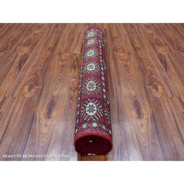 3'x4'10" Rich Red Mori Bokara Hand Knotted Silky Wool Oriental Rug  - 68785 - Image 5