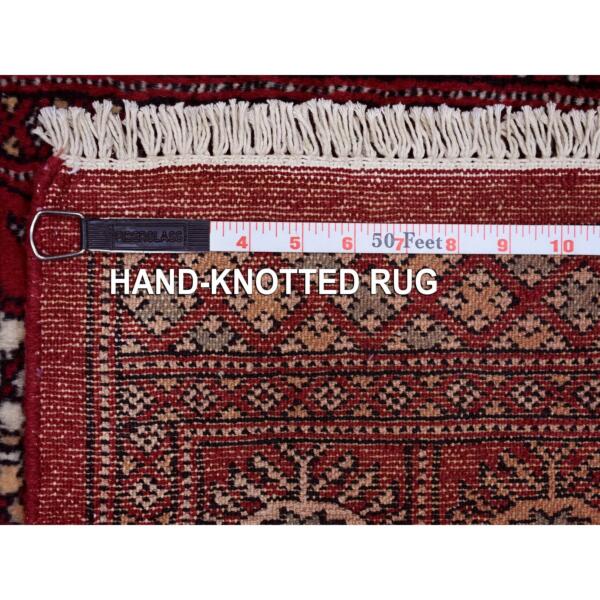 3'x5'10" Extra Soft Wool Deep and Rich Red Mori Bokara Hand Knotted Oriental Wide Runner Rug  - 68795 - Image 7