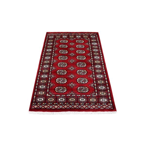 3'x5'1" Hand Knotted Extremely Durable Wool Deep and Rich Red Mori Bokara Oriental Rug  - 68796