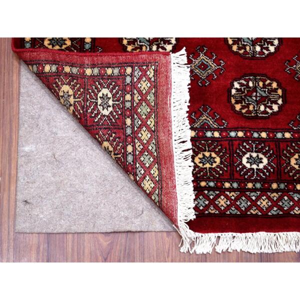 3'x5'1" Hand Knotted Extremely Durable Wool Deep and Rich Red Mori Bokara Oriental Rug  - 68796 - Image 3