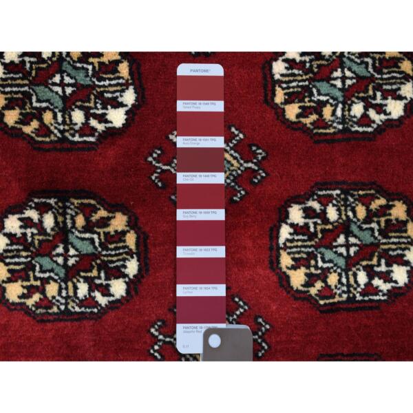 3'x5'1" Hand Knotted Extremely Durable Wool Deep and Rich Red Mori Bokara Oriental Rug  - 68796 - Image 4