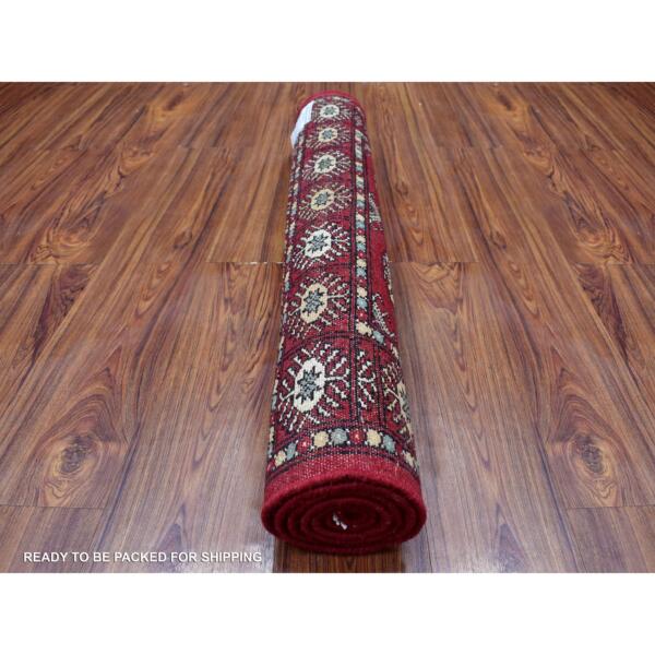 3'x5'1" Hand Knotted Extremely Durable Wool Deep and Rich Red Mori Bokara Oriental Rug  - 68796 - Image 5