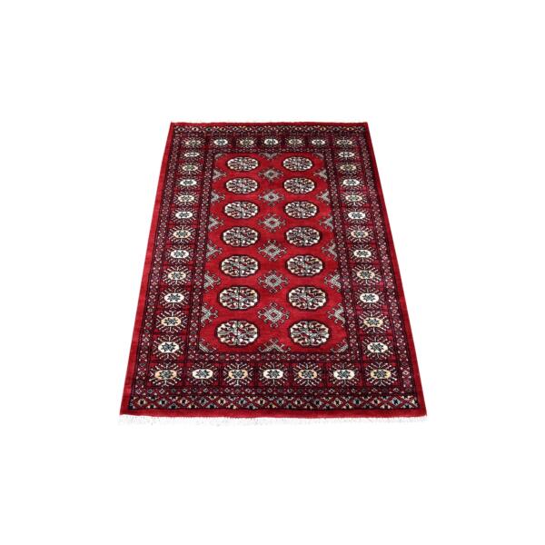 3'x4'5" Deep and Rich Red Mori Bokara Pure Wool Hand Knotted Oriental Rug  - 68798