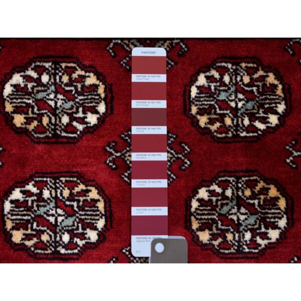 3'x4'5" Deep and Rich Red Mori Bokara Pure Wool Hand Knotted Oriental Rug  - 68798 - Image 4