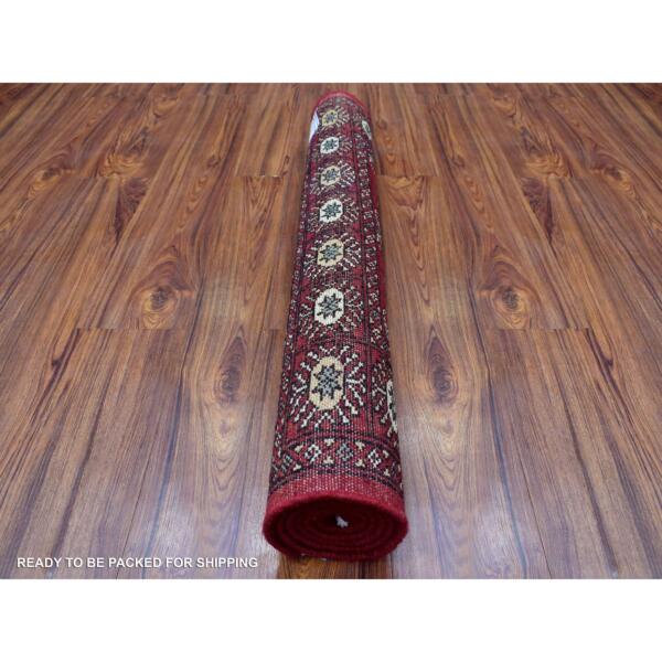 3'x4'5" Deep and Rich Red Mori Bokara Pure Wool Hand Knotted Oriental Rug  - 68798 - Image 5