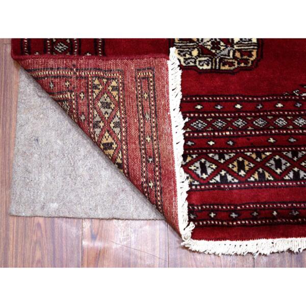 2'6"x3'9" Extra Soft Wool Hand Knotted Mori Bokara with Tribal Medallions Design Rich Red Oriental Rug  - 69210 - Image 3
