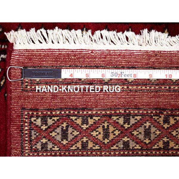 2'6"x3'9" Extra Soft Wool Hand Knotted Mori Bokara with Tribal Medallions Design Rich Red Oriental Rug  - 69210 - Image 7