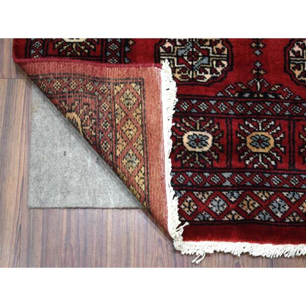 3'x5'1" Mori Bokara with Geometric Medallions Design Deep and Rich Red Organic Wool Hand Knotted Oriental Rug  - 69223 - Image 3