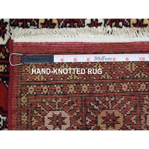 2'x2'8" Mori Bokara with Tribal Medallions Design Deep Red Extra Soft Wool Hand Knotted Oriental Mat Rug  - 69230 - Image 7