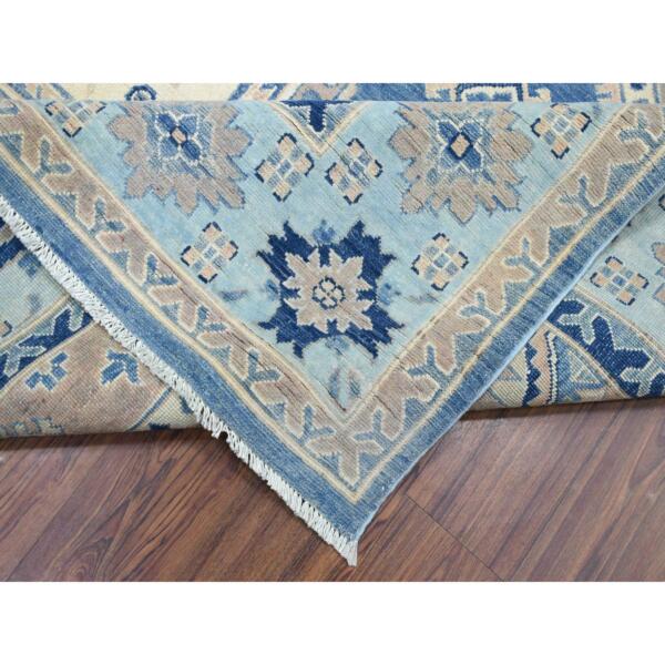 7'10"x10' Hand Knotted Blue Vintage Look Kazak with Medallions Design Soft Wool Oriental Rug  - 69275 - Image 8