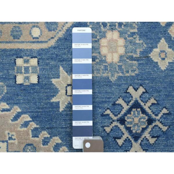 7'10"x10' Hand Knotted Blue Vintage Look Kazak with Medallions Design Soft Wool Oriental Rug  - 69275 - Image 9