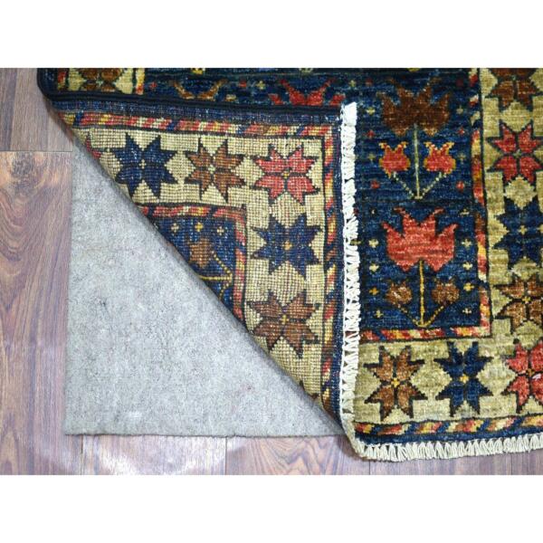 2'x2'8" Navy Blue, Turkeman Ersari with All Over Flower Design, Hand Knotted, Natural Dyes, Densely Woven, Soft and Shiny Wool Oriental Rug  - 70776 - Image 3