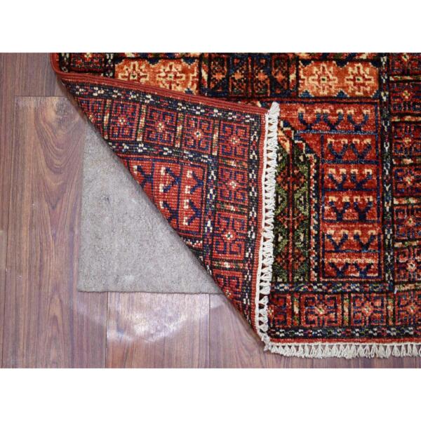 2'x3' Red Turkeman Ersari with Prayer Design, Natural Dyes, Hand Knotted, Densely Woven, 100% Wool Oriental Rug  - 70793 - Image 3