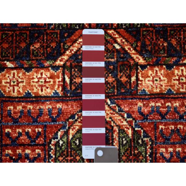 2'x3' Red Turkeman Ersari with Prayer Design, Natural Dyes, Hand Knotted, Densely Woven, 100% Wool Oriental Rug  - 70793 - Image 4