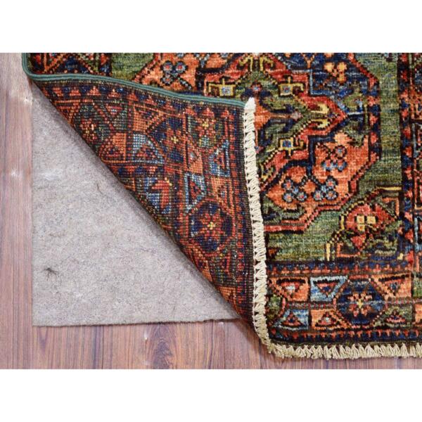 2'x2'10" Green Hand Knotted Afghan Ersari with Elephant Feet Design, Natural Dyes, Soft and Shiny Wool Oriental Rug  - 70814 - Image 3