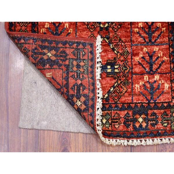 2'x3' Coral Red Turkeman Ersari with Tribal Design, Natural Dyes, Hand Knotted, Pure Wool Oriental Rug  - 71006 - Image 3