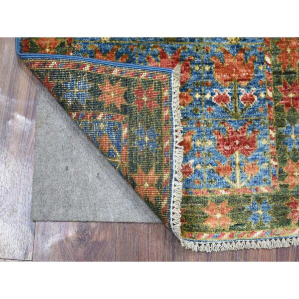 2'x2'10" Denim Blue Afghan Ersari with Tribal Design, Natural Dyes, Hand Knotted, Ghazni Wool Oriental Rug  - 71312 - Image 3