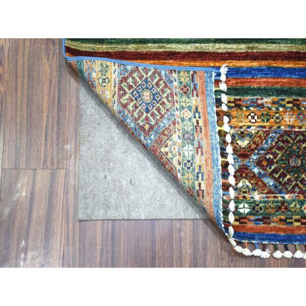 2'x3'2" Colorful, Hand Knotted Afghan Super Kazak with Khorjin Design, Natural Dyes Densely Woven Ghazni Wool, Mat Oriental Rug  - 71668 - Image 3