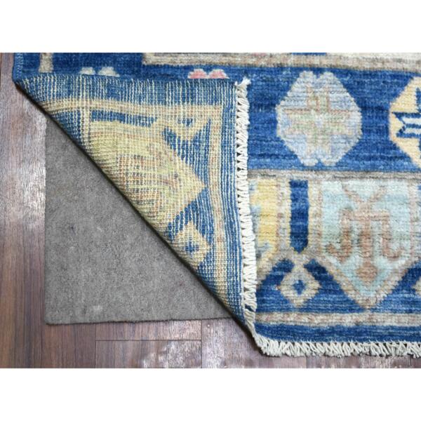 4'1"x12'1" Denim Blue, Anatolian Village Inspired with Large Elements Natural Dyes, Soft and Supple Wool Hand Knotted, Wide Runner Oriental Rug  - 71870 - Image 3