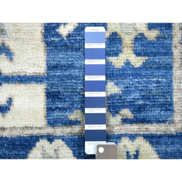 4'1"x12'1" Denim Blue, Anatolian Village Inspired with Large Elements Natural Dyes, Soft and Supple Wool Hand Knotted, Wide Runner Oriental Rug  - 71870 - Image 4