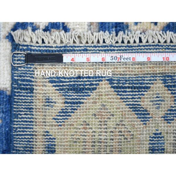 4'1"x12'1" Denim Blue, Anatolian Village Inspired with Large Elements Natural Dyes, Soft and Supple Wool Hand Knotted, Wide Runner Oriental Rug  - 71870 - Image 7