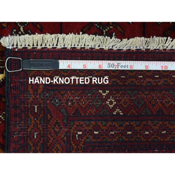 2'7"x4'2" Deep and Saturated Red, Afghan Khamyab with Bokara, Soft Wool Hand Knotted, Oriental Rug  - 72333 - Image 7