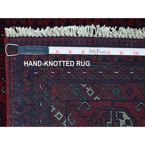 2'x2'10" Deep and Saturated Red, Afghan Khamyab Bokara, Soft Wool Hand Knotted, Mat Oriental Rug  - 72484 - Image 7