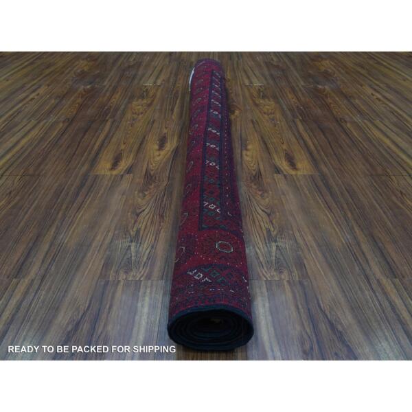 5'x6'7" Deep and Saturated Red with Geometric Design Hand Knotted, Afghan Khamyab, Velvety Wool Oriental Rug  - 72779 - Image 5