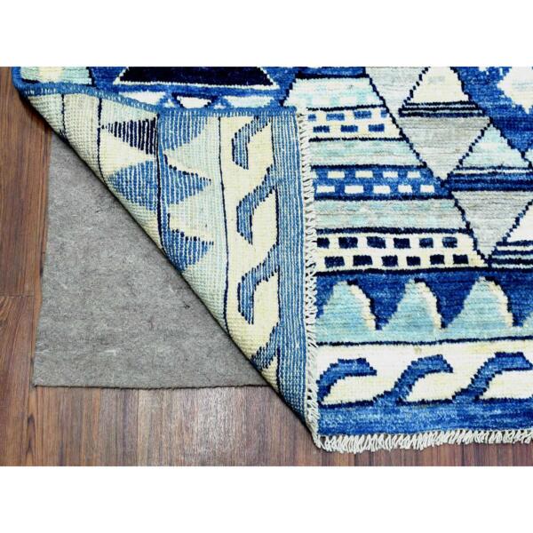 7'10"x9'10" Denim Blue, Anatolian Village Inspired with Patchwork Design Vegetable Dyes, Extra Soft Wool Hand Knotted, Oriental Rug  - 72983 - Image 6