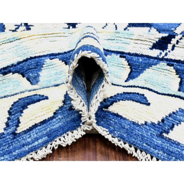 7'10"x9'10" Denim Blue, Anatolian Village Inspired with Patchwork Design Vegetable Dyes, Extra Soft Wool Hand Knotted, Oriental Rug  - 72983 - Image 7