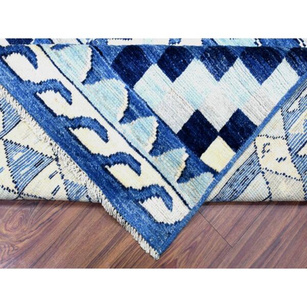 7'10"x9'10" Denim Blue, Anatolian Village Inspired with Patchwork Design Vegetable Dyes, Extra Soft Wool Hand Knotted, Oriental Rug  - 72983 - Image 8