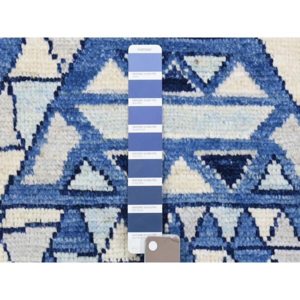 7'10"x9'10" Denim Blue, Anatolian Village Inspired with Patchwork Design Vegetable Dyes, Extra Soft Wool Hand Knotted, Oriental Rug  - 72983 - Image 9