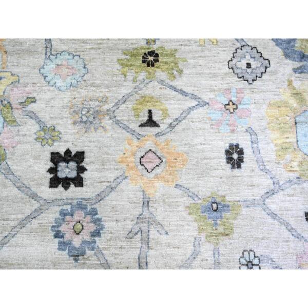 11'10"x15'3" Medium Gray, Afghan Angora Oushak with All Over Pattern, Natural Dyes, Soft Wool, Hand Knotted, Oversized Oriental Rug  - 73914 - Image 10