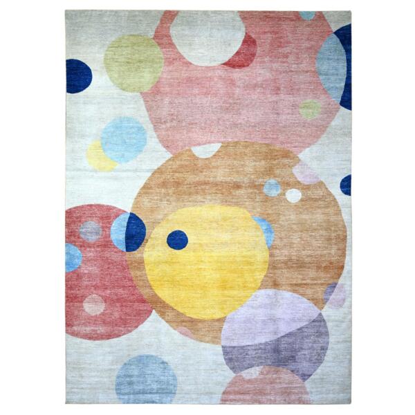 10'x13'9" Colorful, The Circles Design Vegetable Dyes, 100% Wool Hand Knotted, Oriental Rug  - 74288